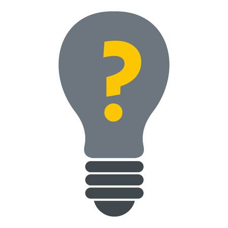 Gray light bulb with question mark inside icon flat isolated on white background vector illustrationのイラスト素材