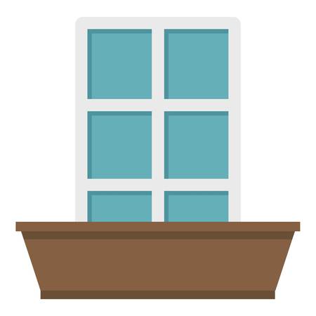 White window and flower box icon flat isolated on white background vector illustrationのイラスト素材