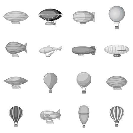 Vintage balloons icons set monochromeのイラスト素材