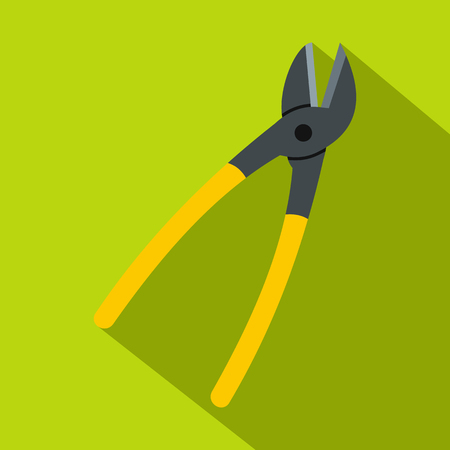 Metal shears icon. Flat illustration of metal shears vector icon for web on lime backgroundのイラスト素材