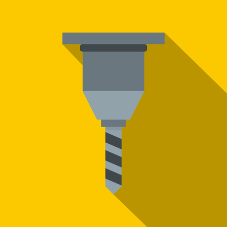 Drill bit icon. Flat illustration of drill bit vector icon for web on yellow backgroundのイラスト素材