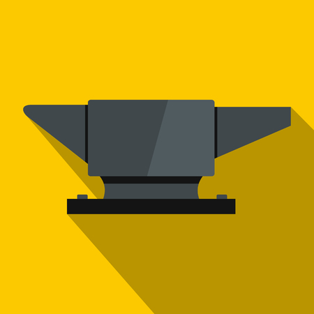 Anvil. icon. Flat illustration of anvil. vector icon for web on yellow backgroundのイラスト素材