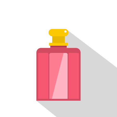 Pink bottle of female perfume icon. Flat illustration of pink bottle of female perfume vector icon for web on white backgroundのイラスト素材