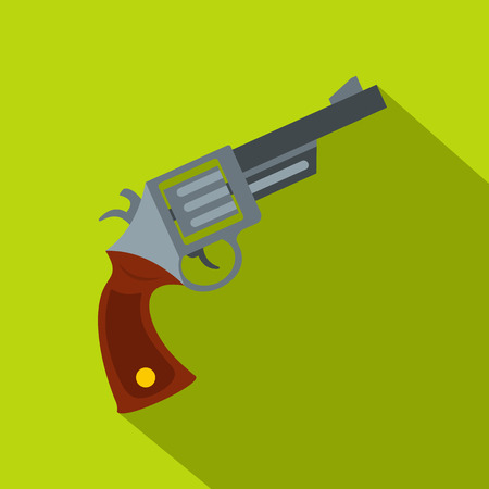 Vintage revolver icon, flat styleのイラスト素材