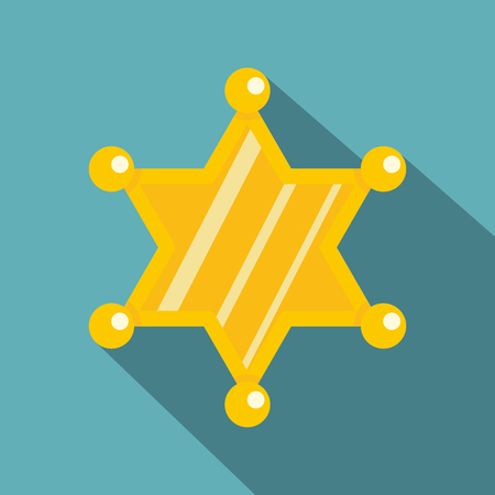 Sheriff star icon. Flat illustration of sheriff star vector icon for web on baby blue backgroundのイラスト素材
