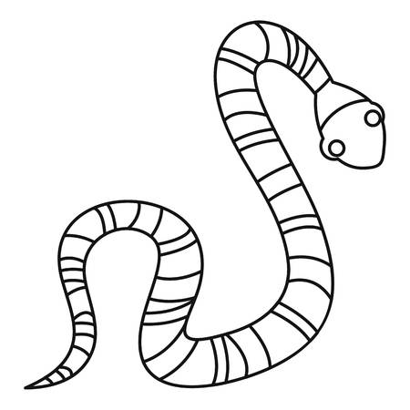 Striped snake icon in outline style isolated on white background vector illustrationのイラスト素材