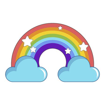 Rainbow with clouds icon, cartoon styleのイラスト素材