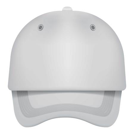 White cap front view mockup, realistic styleのイラスト素材