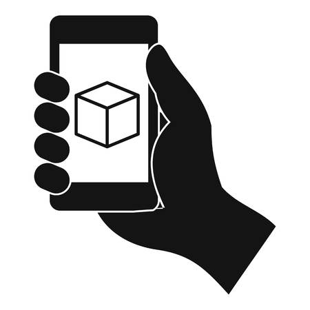 Smartphone with 3D model icon, simple styleのイラスト素材