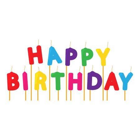 Colorful Happy Birthday candles icon. Cartoon illustration of colorful Happy Birthday candles vector icon for webのイラスト素材
