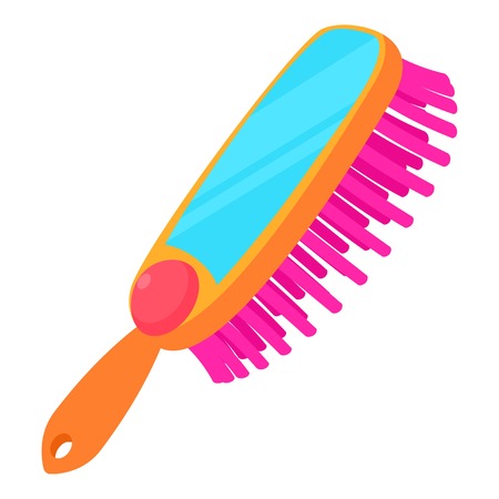 Pink comb brush icon. Cartoon illustration of pink comb brush vector icon for webのイラスト素材