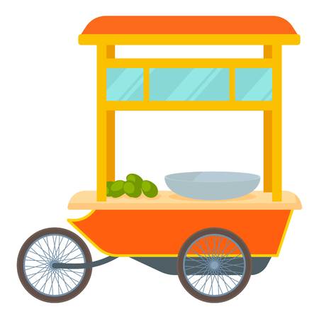 Red fast food trolley bike icon. Cartoon illustration of red fast food trolley bike vector icon for webのイラスト素材