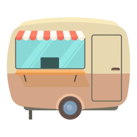 Street food trailer icon. Cartoon illustration of street food trailer vector icon for webのイラスト素材