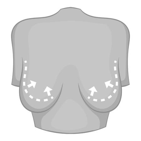 Female breast surgery correction icon in monochrome style isolated on white background vector illustrationのイラスト素材