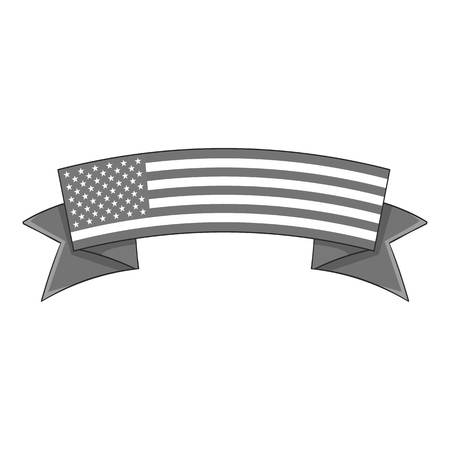 Independence day ribbon icon in monochrome style isolated on white background vector illustrationのイラスト素材