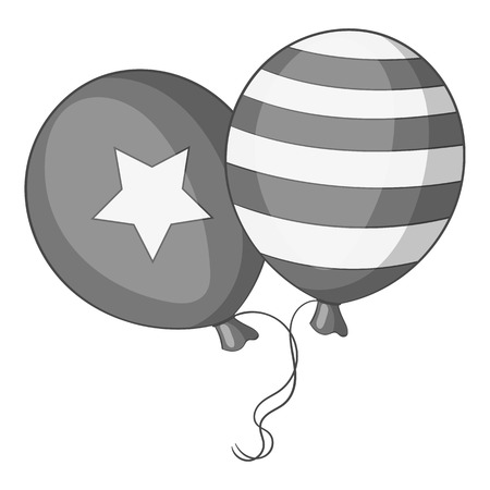 Independence day balloons icon in monochrome style isolated on white background vector illustrationのイラスト素材
