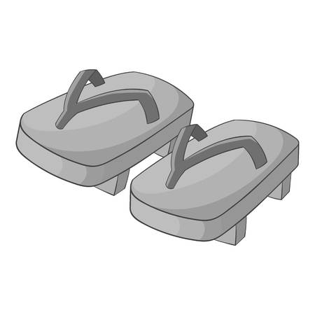 Japanese traditional geta footwear icon in monochrome style isolated on white background vector illustrationのイラスト素材