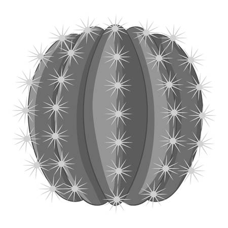 Ferocactus icon in monochrome style isolated on white background vector illustrationのイラスト素材