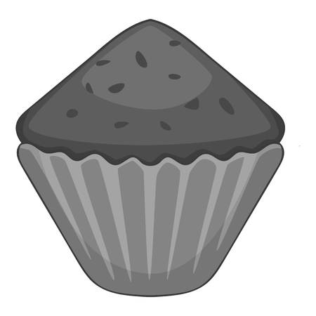 Cupcake icon in monochrome style isolated on white background vector illustrationのイラスト素材