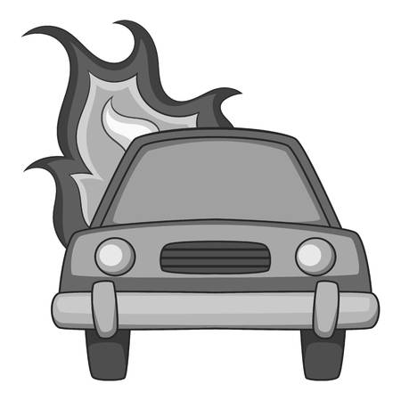Burning car icon monochromeのイラスト素材