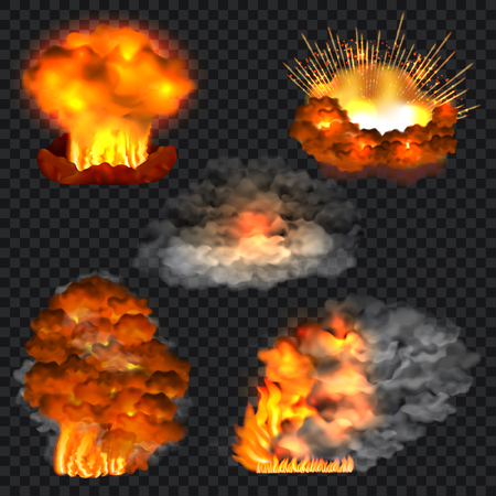 Explosion isolated set, realistic styleのイラスト素材