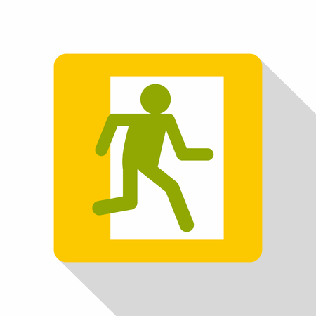 Fire exit sign icon, flat styleのイラスト素材