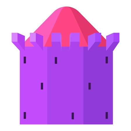 Purple tower with blue roof icon, cartoon styleのイラスト素材