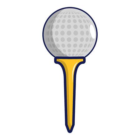 Golf ball on a yellow tee icon, cartoon styleのイラスト素材