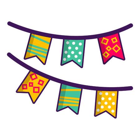 Colorful party flags icon, cartoon styleのイラスト素材