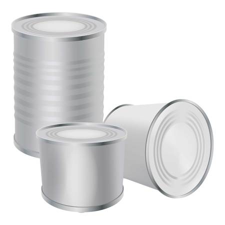 Blank tin cans mockup, realistic styleのイラスト素材