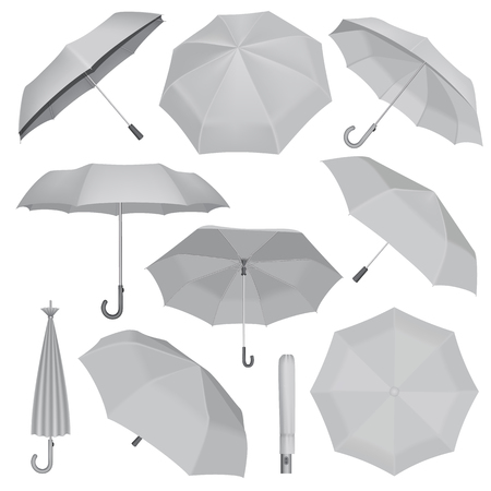 Umbrella mockup set. Realistic illustration of 10 umbrella mockups for webのイラスト素材