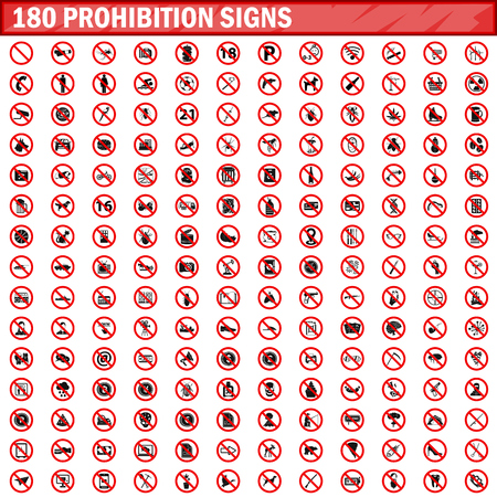 180 prohibition signs set vectorのイラスト素材