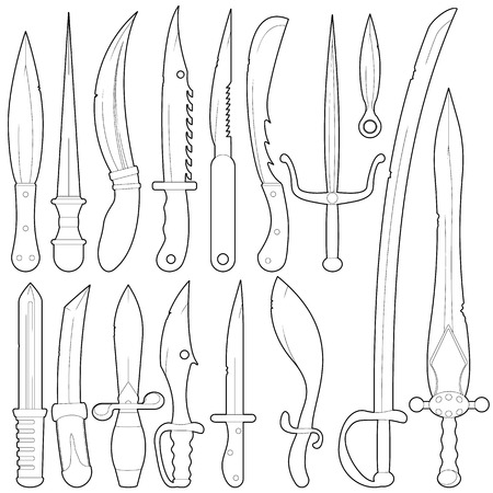 Steel arms icons set, outline styleのイラスト素材