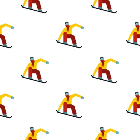 Snowboarder on the snowboard deck pattern seamless background in flat style repeat vector illustrationのイラスト素材