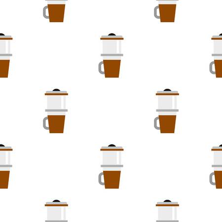 Mug for coffee pattern seamless background in flat style repeat vector illustrationのイラスト素材
