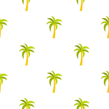 Green palm tree pattern seamless background in flat style repeat vector illustrationのイラスト素材