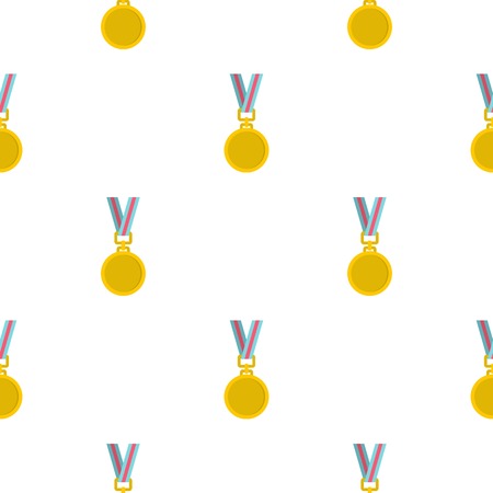 Cat medal pattern seamless background in flat style repeat vector illustrationのイラスト素材