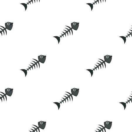 Fish bone pattern seamless background in flat style repeat vector illustrationのイラスト素材