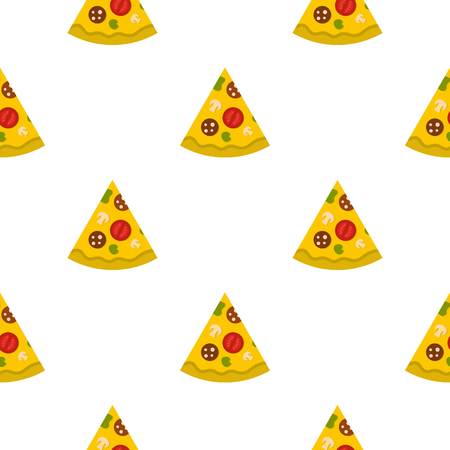 Piece of pizza with sausage, tomatoes and mushrooms pattern seamless for any design vector illustrationのイラスト素材