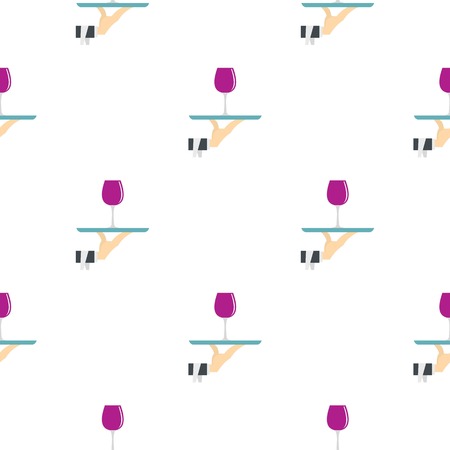 Hand holding tray with a glass of red wine patternのイラスト素材