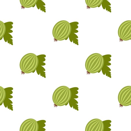 Fresh green gooseberry with leaves pattern flatのイラスト素材