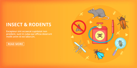 Insect rodents banner horizaontal concept. Cartoon illustration of insect rodents banner horizontal vector concept for webのイラスト素材