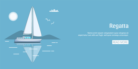 Regatta sail boat banner horizaontal concept. Cartoon illustration of regatta sail boat banner horizontal vector concept for webのイラスト素材