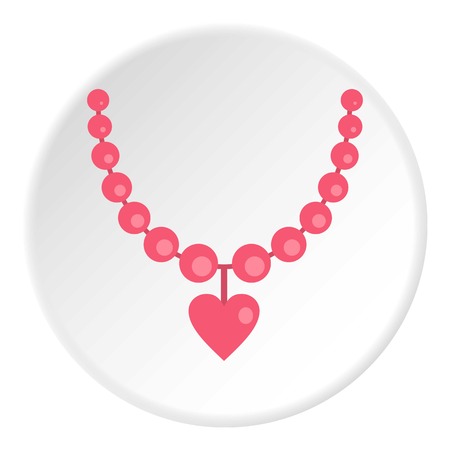 Necklace icon in flat circle isolated on white vector illustration for webのイラスト素材