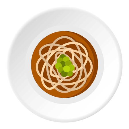 Asian noodles icon in flat circle isolated on white background vector illustration for webのイラスト素材