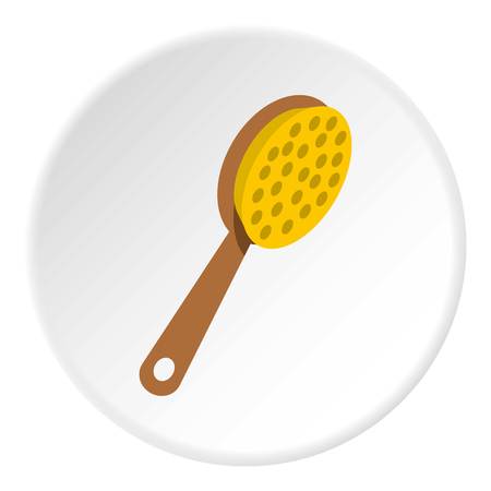 Pedicure tool with wooden handle icon in flat circle isolated on white background vector illustration for webのイラスト素材