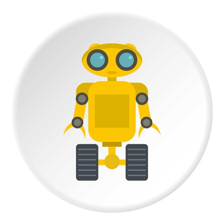 Yellow robot icon circleのイラスト素材