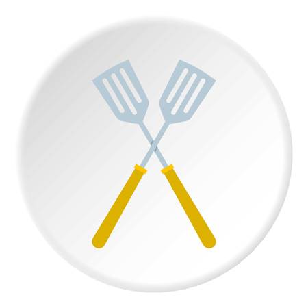 Crossed metal spatulas icon circleのイラスト素材