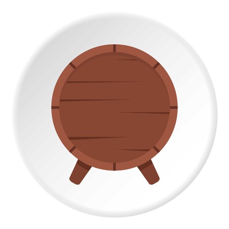 Wooden barrel on legs icon in flat circle isolated vector illustration for webのイラスト素材