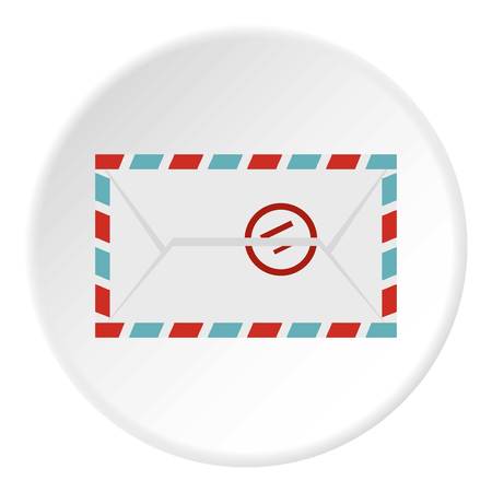 Postage envelope with stamp icon in flat circle isolated vector illustration for webのイラスト素材